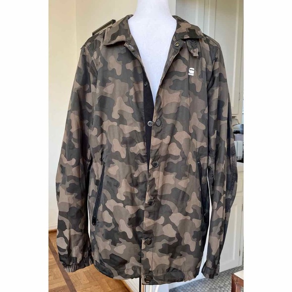 G-STAR RAW Hedrove Camo Jacket Snap Front Mens size S - Picture 1 of 10